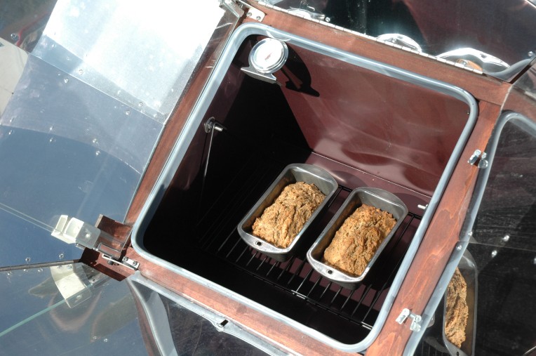 Mini loaves of banana bread cooked in the solar oven.